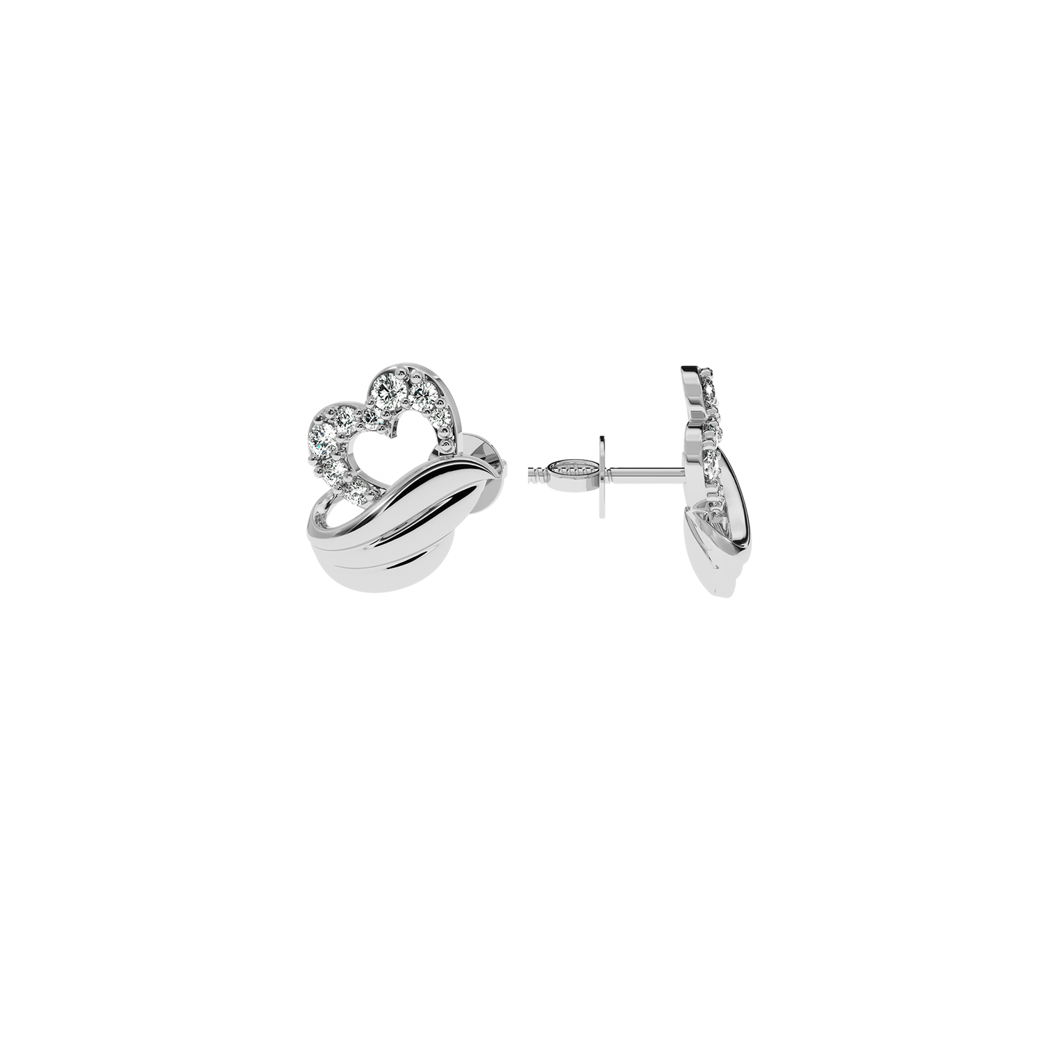 Solitairekart - 0.14 Ct Wave Heart Lab Diamond Studs Earrings